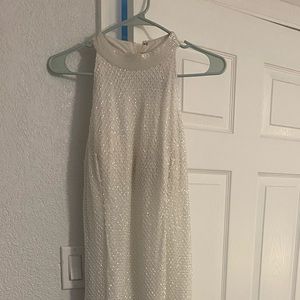 HAND EMBELLISHED HALTER NECK MIDI SHEATH DRESS